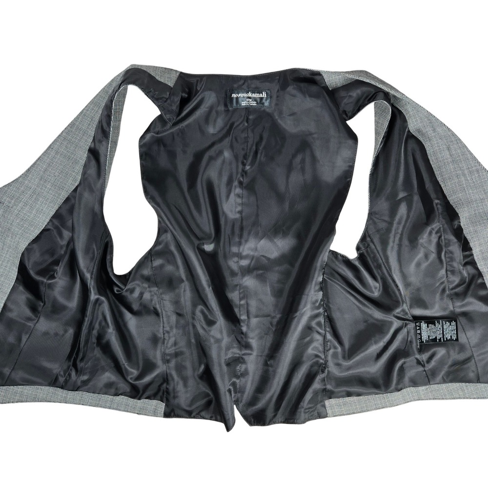 Norma Kamali Plaid‎ Vest Womens XL Gray Black Formal Lined Pockets Sleeveless - Picture 3 of 8